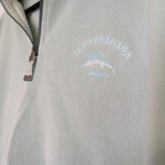 Tommy Bahama Relax 1/4 Zip Sweatshirt Mint Green XL 100% Cotton Coastal - Picture 6 of 7